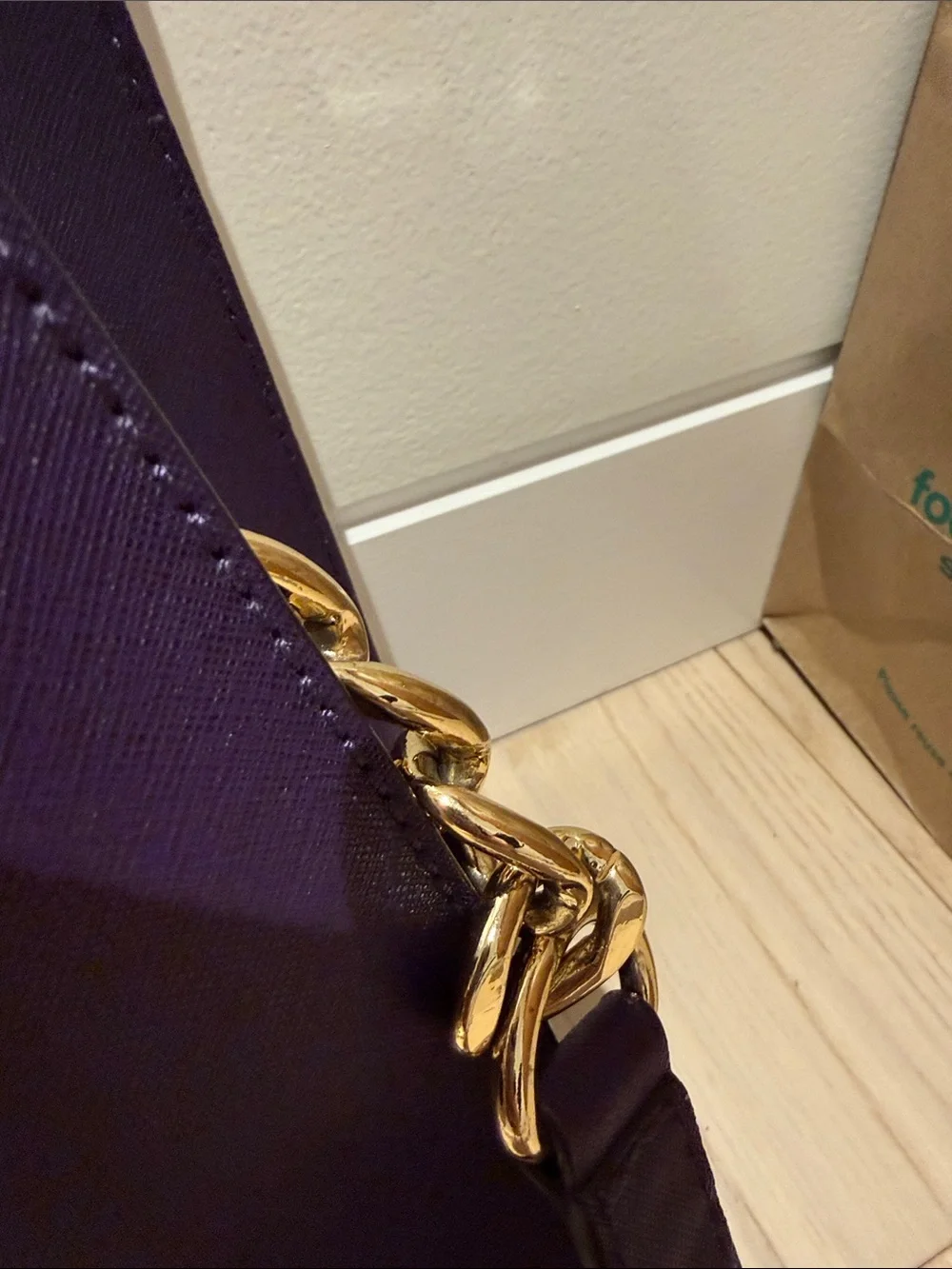 Michael Kors Purple Saffiano Satchel with Gold Hardware